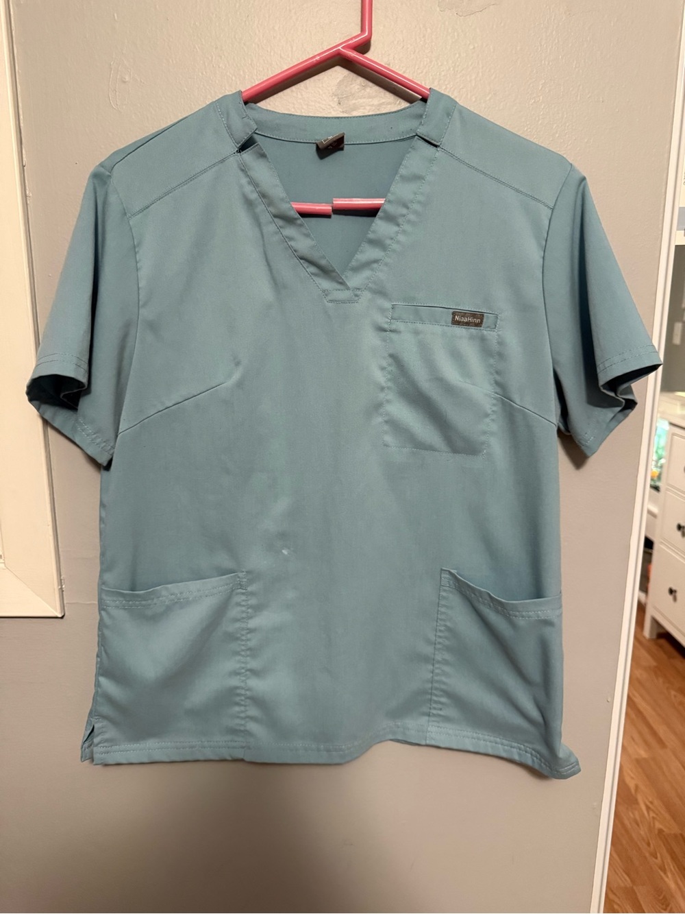 Women's V-Neck Medical Scrub Top in Light Teal
